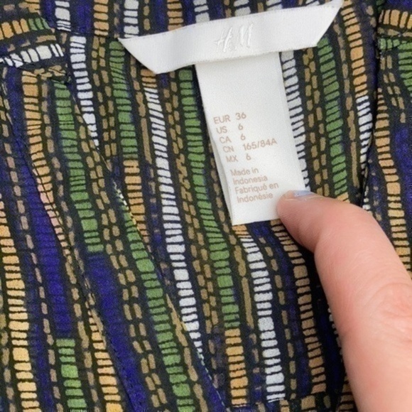 H&M Lightweight Flowy Striped Green Yellow Blue Button Front Tank Top - Picture 4 of 7